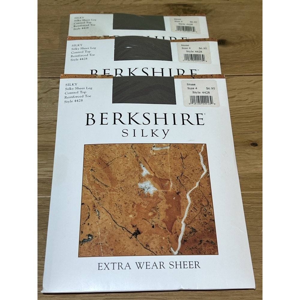 Vtg‎ New Berkshire Silky Control Top Pantyhose Style 4428 Stone Size 4 Lot of 3